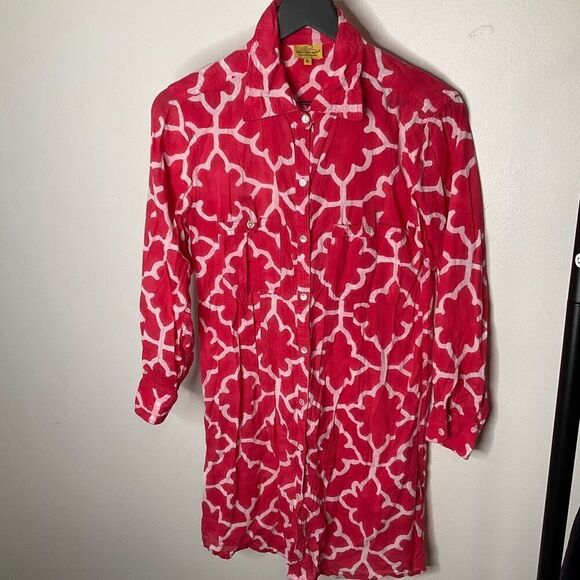 Roberta Roller Rabbit Button Down Cotton Tunic - Picture 1 of 7